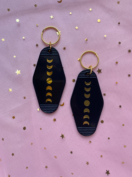 Moon Phases Retro Hotel Keychain